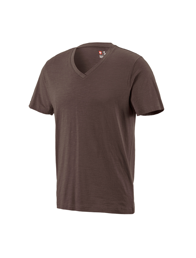 Joiners / Carpenters: e.s. T-shirt cotton slub V-Neck + chestnut