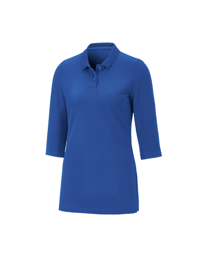 Plumbers / Installers: e.s. Pique-Polo 3/4-sleeve cotton stretch, ladies' + gentianblue