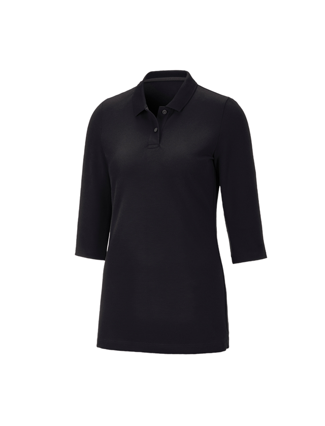 Shirts, Pullover & more: e.s. Pique-Polo 3/4-sleeve cotton stretch, ladies' + black