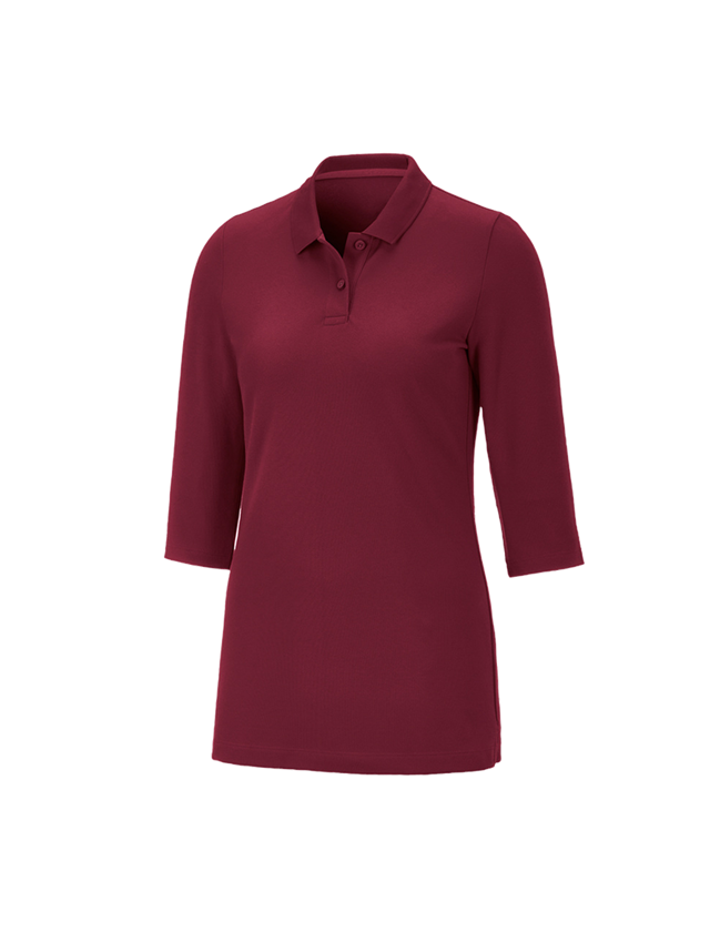 Plumbers / Installers: e.s. Pique-Polo 3/4-sleeve cotton stretch, ladies' + bordeaux