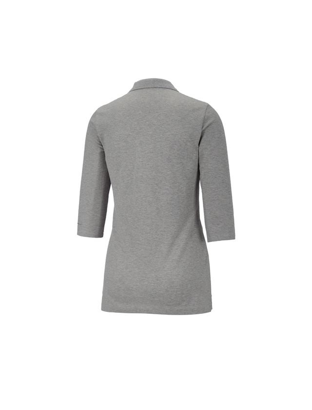 Topics: e.s. Pique-Polo 3/4-sleeve cotton stretch, ladies' + grey melange 1
