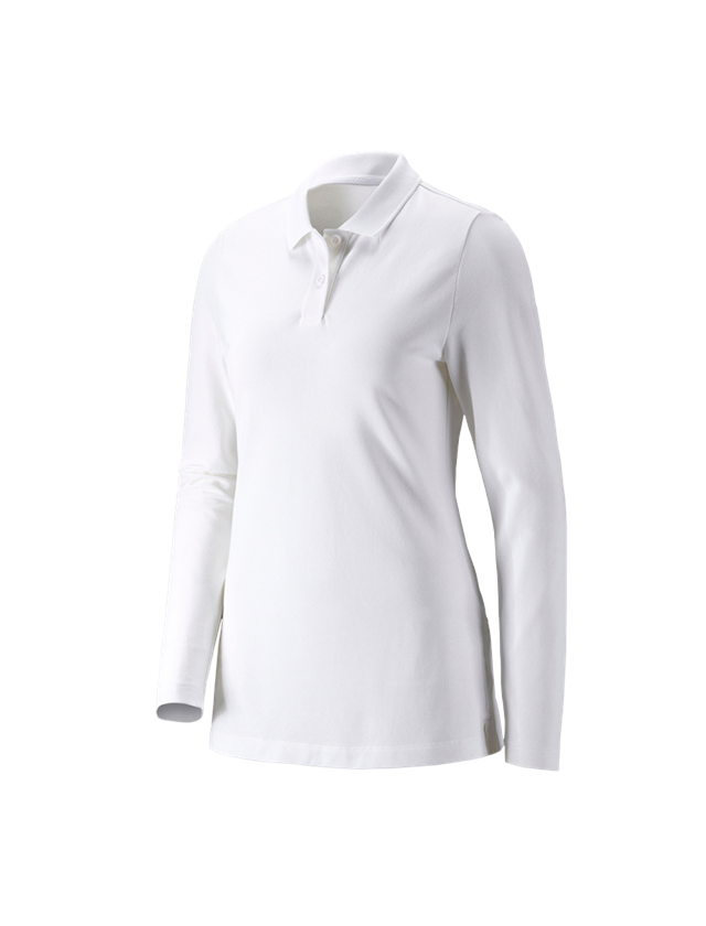 Topics: e.s. Pique-Polo longsleeve cotton stretch,ladies' + white