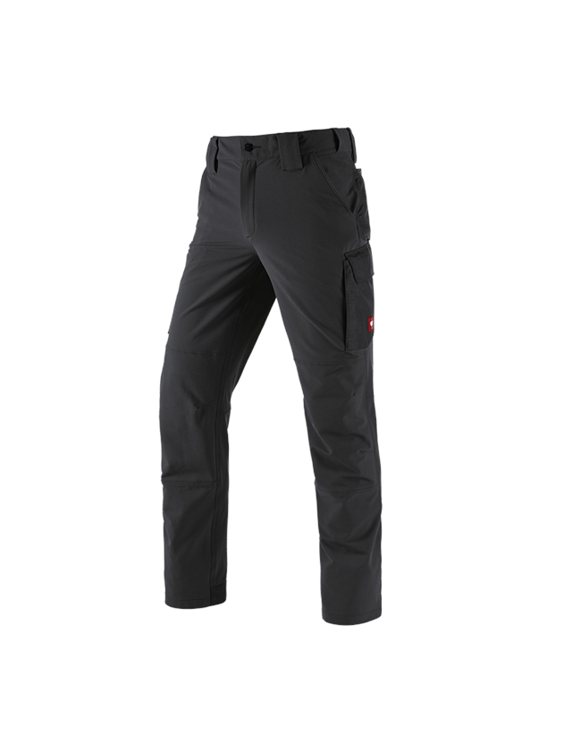 Work Trousers: Winter funct. cargo trousers e.s.dynashield solid + black