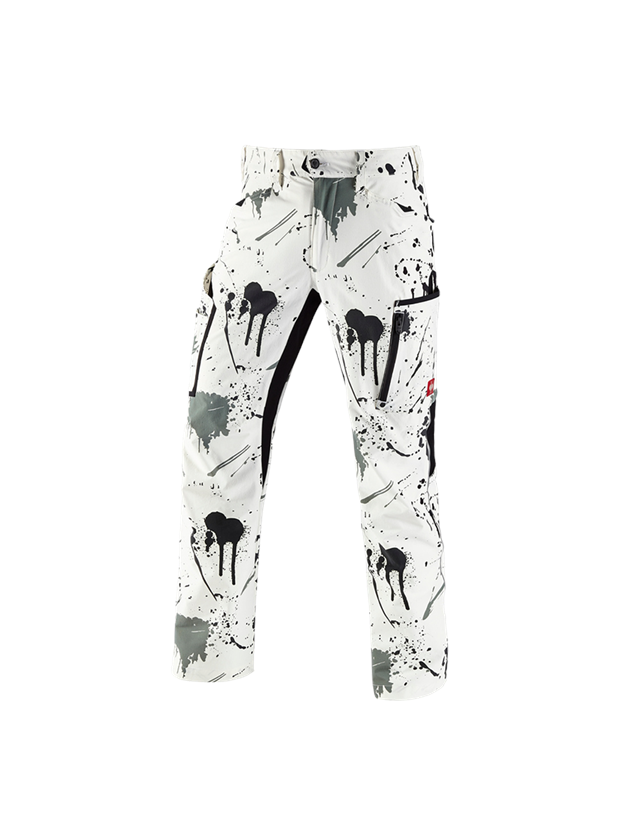 Work Trousers: e.s. Stretch cargo trousers Painter + white/black 2