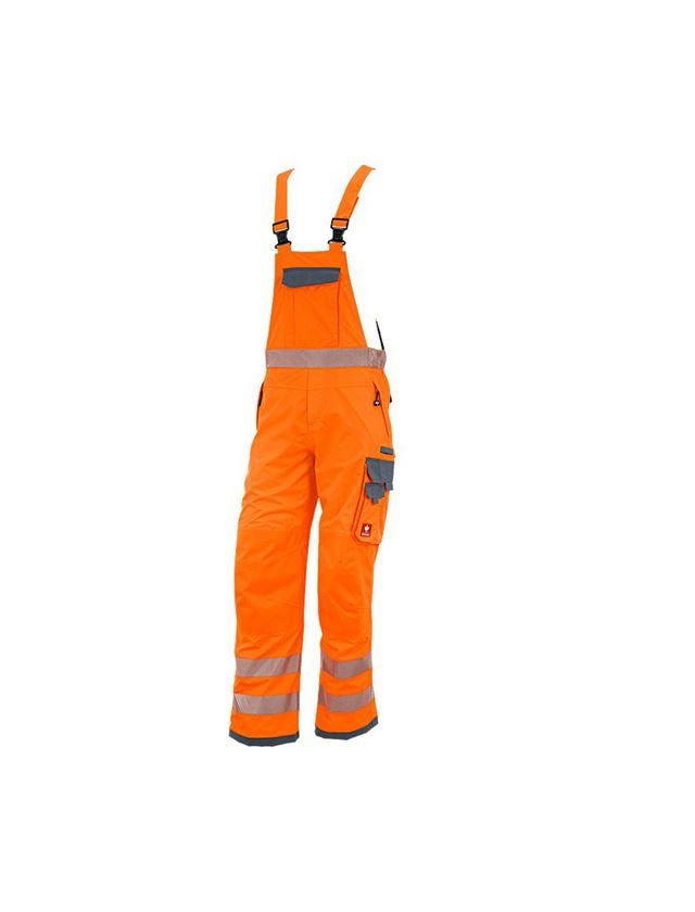 Work Trousers: High-vis functional bib & brace e.s.prestige + high-vis orange/grey
