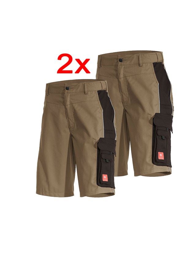 Clothing: Combo-Set: 2x e.s. Shorts active + khaki/brown