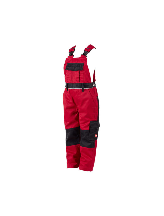 Trousers: Children's bib & brace e.s.image + red/black 2