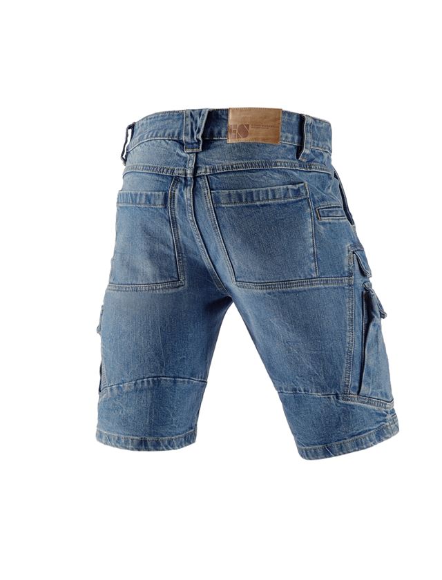 Work Trousers: e.s. Cargo worker shorts POWERdenim + stonewashed 3