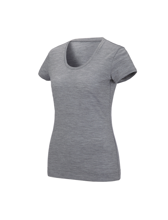 Shirts, Pullover & more: e.s. T-shirt Merino light, ladies' + grey melange