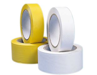 Plastic adhesive tape, yellow and white